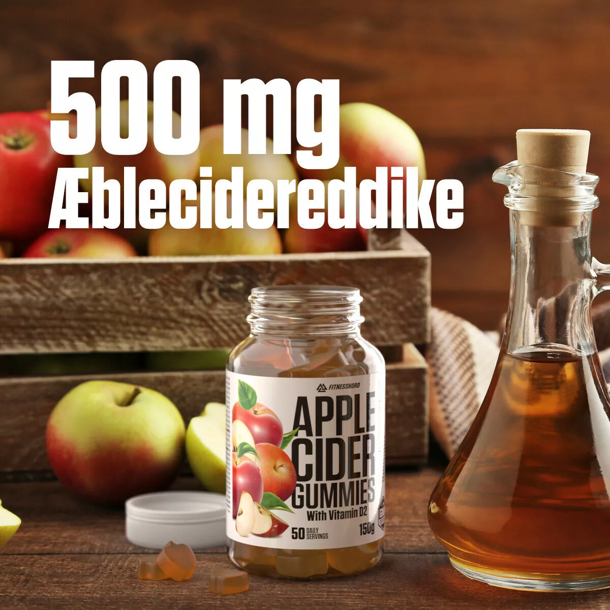 Æblecidereddike med D2-vitamin (50 vingummier)