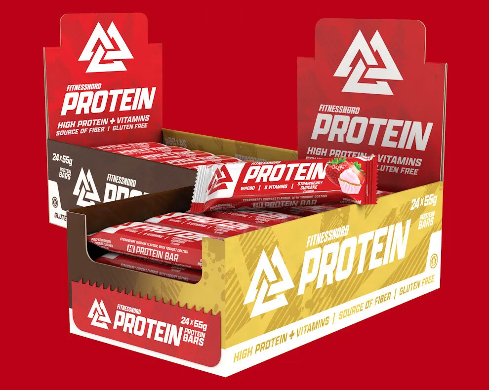 Jordbær Cupcake proteinbar (24 x 55 g)