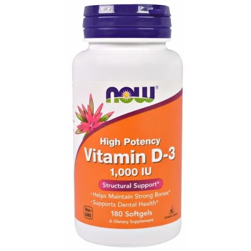 NOW FOODS VIT-D3 1000IU 180 stk 