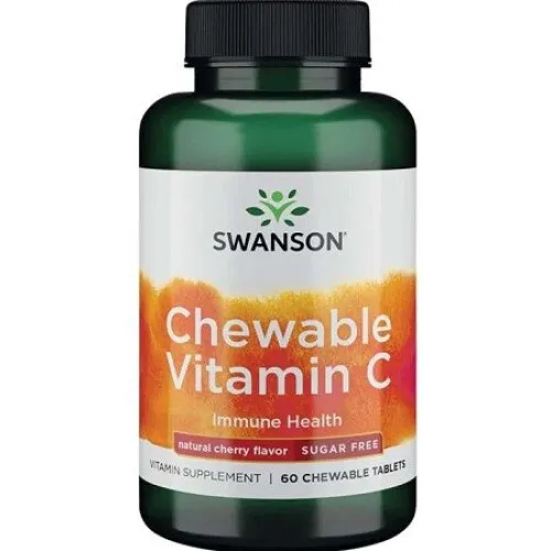 Swanson Tygbar C-vitamin, naturlig kirsebær, 60 tyggetabletter