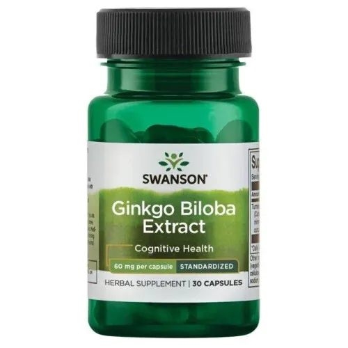 Swanson Ginkgo Biloba Ekstrakt, 60 mg, 30 kapsler