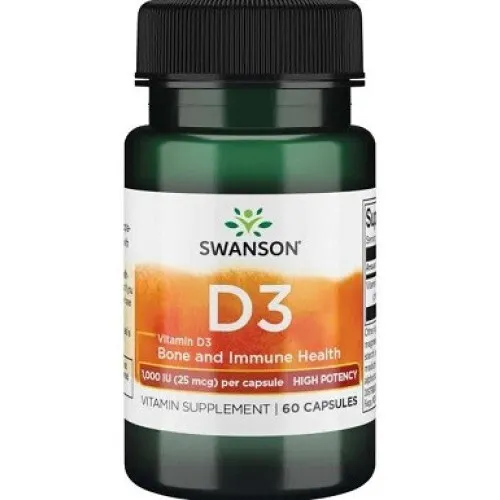 Swanson Vitamin D-3, 1000 IU, 60 kapsler