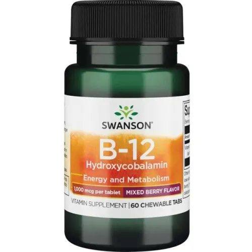 Swanson B-12 Hydroxycobalamin, 1000 mcg, 60 tyggetabletter