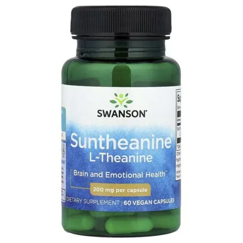 Swanson Suntheanine L-Theanin, 200 mg, 60 kapsler
