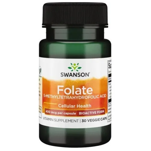 Swanson Folat (5-Methyltetrahydrofolic Acid), 400 mcg, 30 kapsler