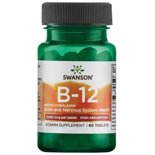 Swanson Vitamin B-12 Methylcobalamin, 5000 mcg Høj Absorption, 60 tabletter