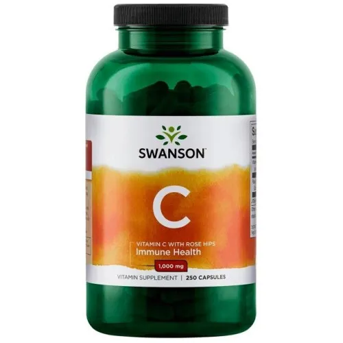Swanson Vitamin C med Hybenekstrakt, 1000 mg, 250 kapsler