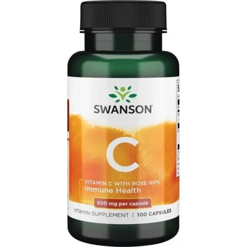Swanson Vitamin C med Hybenekstrakt, 500 mg, 100 kapsler
