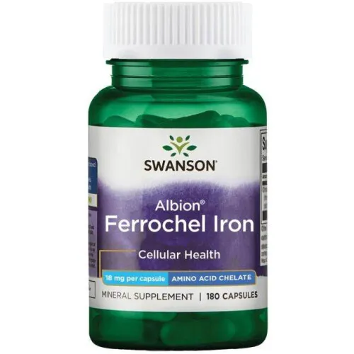 Swanson Albion Ferrochel Jern, 18 mg, 180 kapsler