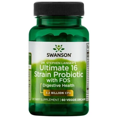 Swanson Ultimate 16 Strain Probiotic med FOS, 3,2 mia. CFU, 60 kapsler