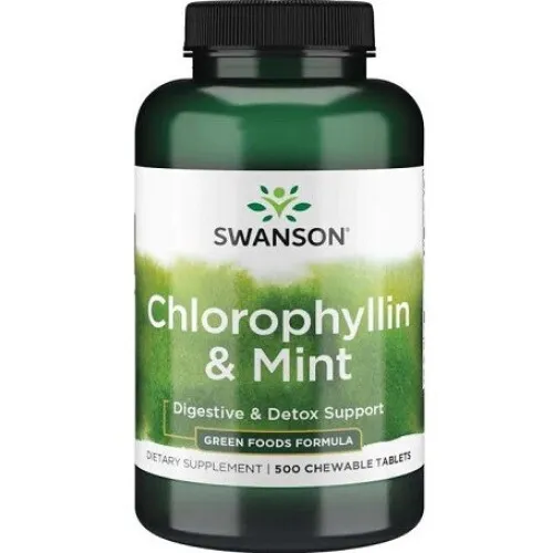 Swanson Klorofyllin og Mint, 500 tyggetabletter