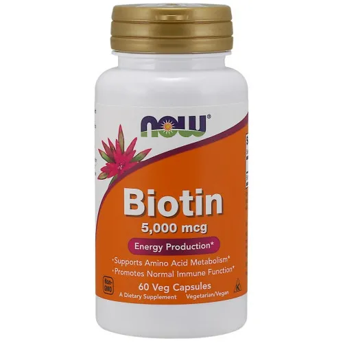 Now Foods Biotin 5000 mcg, 60 kapsler