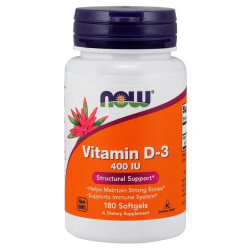 Now Foods Vitamin D-3, 400 IU, 180 kapsler