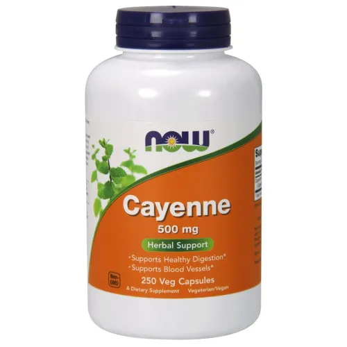 Now Foods Cayenne, 500 mg, 250 kapsler