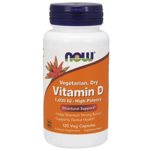 Now Foods Vitamin D, 1000 IU Vegetarisk, tør, 120 kapsler
