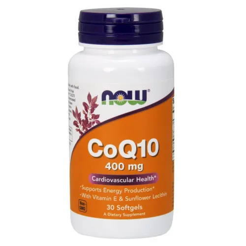 Now Foods CoQ10 med Vitamin E og Sunflower Lecithin, 400 mg, 30 kapsler