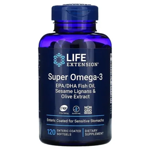 Life Extension Super Omega-3 EPA/DHA med Sesam Lignaner, 120 enterokapsler