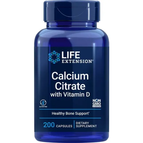 Life Extension Calcium Citrat med Vitamin D, 200 kapsler
