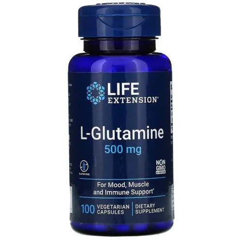 Life Extension L-Glutamin, 500 mg, 100 kapsler
