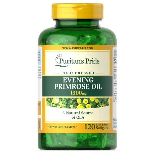Puritans Pride Kæmpenatlysolie, 1300 mg, 120 kapsler
