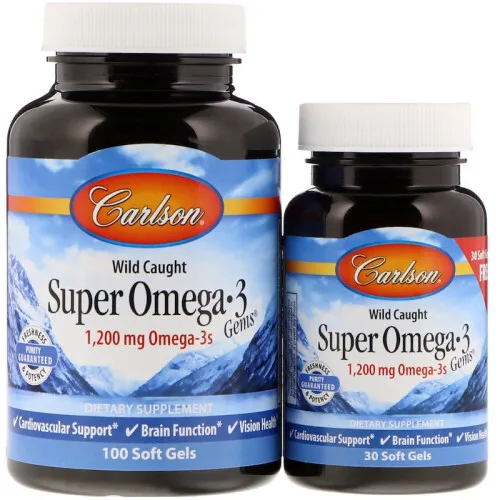 Carlson Labs Vildtfanget Super Omega-3 Gems, 1200 mg, 100 + 30 kapsler