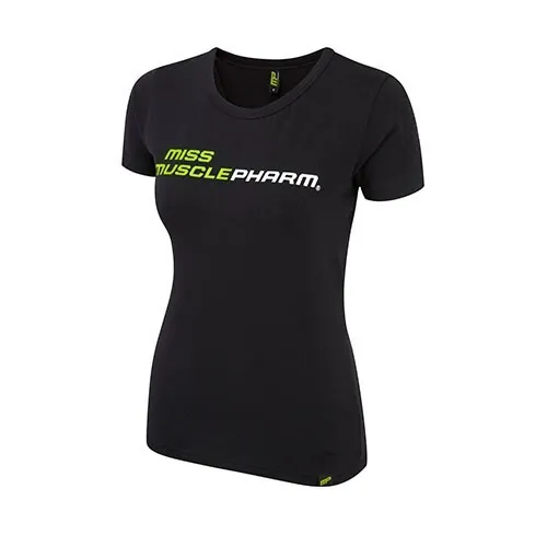Musclepharm Sportswear Dame Rund Hals Miss Musclepharm T-shirt Sort-Limegrøn