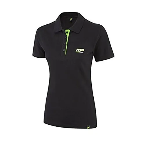 Musclepharm Sportswear Dame Broderet Polo T-shirt Sort - Grøn (MPLTS470)