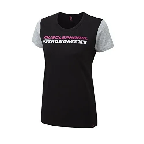 Musclepharm Sportswear Dame Strong & Sexy T-shirt Black - Hot Pink (MPLTS486)