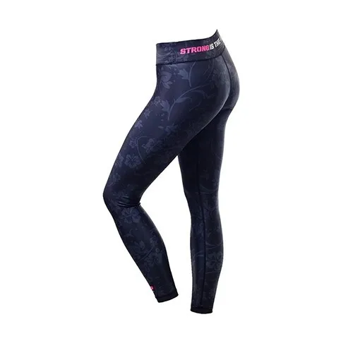 Musclepharm Sportswear Dame Stærke Blomstrede Fuld Længde Leggings Sorte (MPLPNT514)