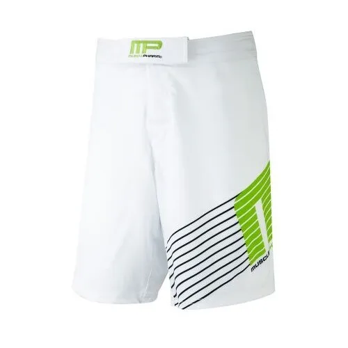 Musclepharm Sportswear Vævet Shorts Sportline Hvid Limegrøn (MPSHO420)