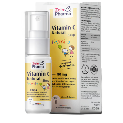 Zein Vitamin C Natural Syrup, 80 mg, Surkirsebær, 50 ml
