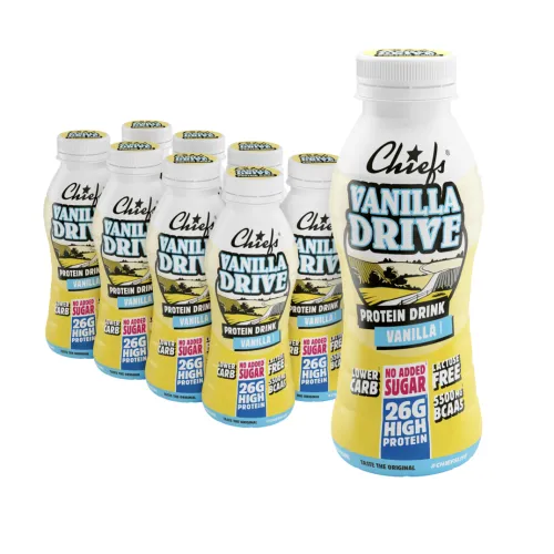 Proteinshakes med 26 g protein (8 x 330 ml) - Vanilla Drive, bedst før: 27/05/2026