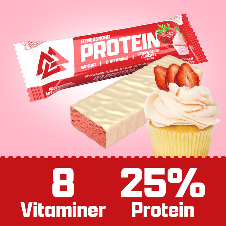 Fitnessnord Jordbær Cupcake proteinbar (24 x 55 g)