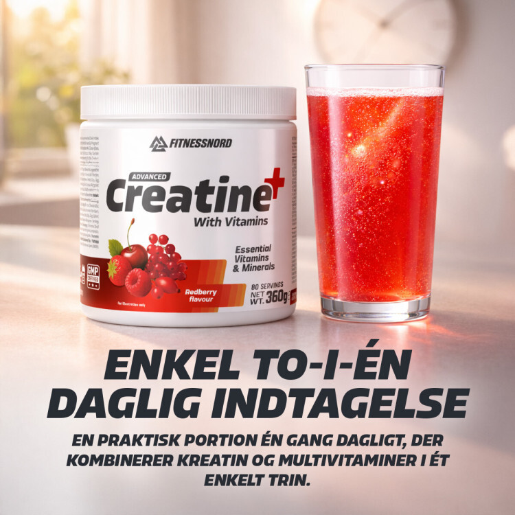 Fitnessnord Kreatin+ med vitaminer (360 g) – Red Berry