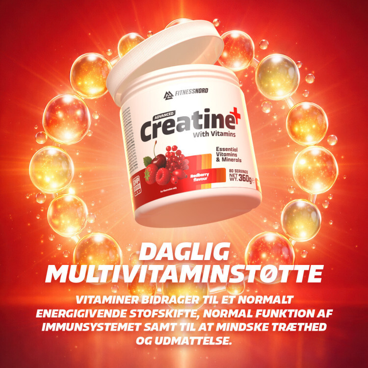 Fitnessnord Kreatin+ med vitaminer (360 g) – Red Berry
