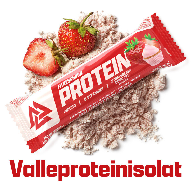 Fitnessnord Jordbær Cupcake proteinbar (24 x 55 g)