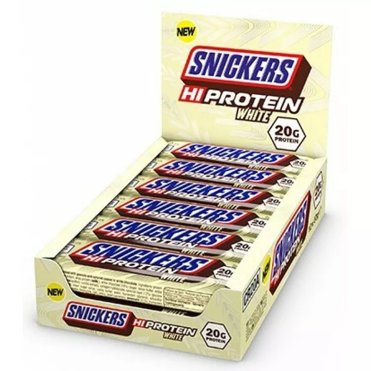 Snickersbar i hvid chokolade med 35% protein (57 g)