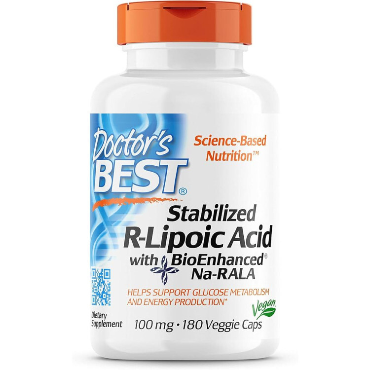 Doctor’s Best Stabiliseret R-alfaliponsyre (180 veganske kapsler)