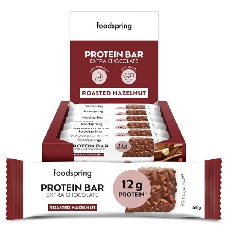 Foodspring Protein bar Extra Chocolate 12 x 45 g-Roasted Hazelnut