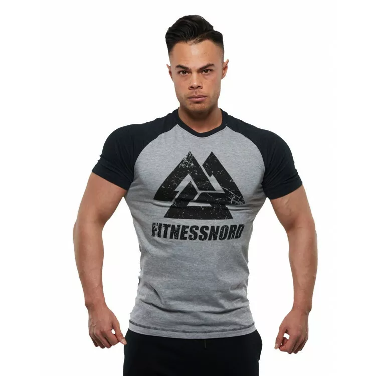 Herre t-shirt i sort/grå med logo