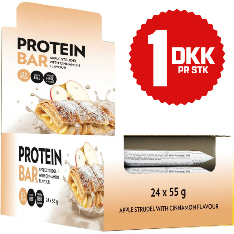Proteinbar, bedst før: 28/01/2026 (24 x 55 g) - Apple Strudel & Cinnamon