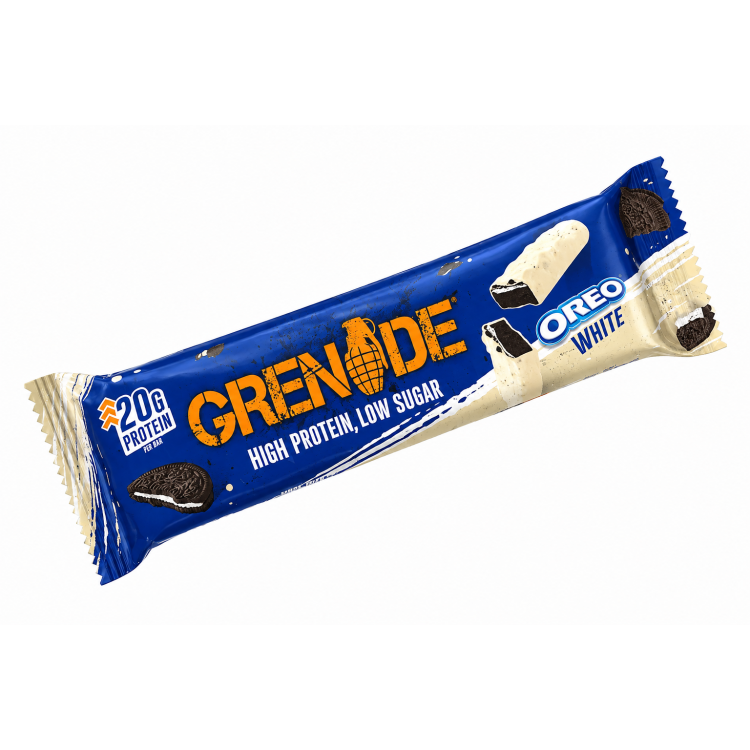 Grenade bar med 37% protein (1 x 60 g) - Oreo White, Bedst før 31.08.2026