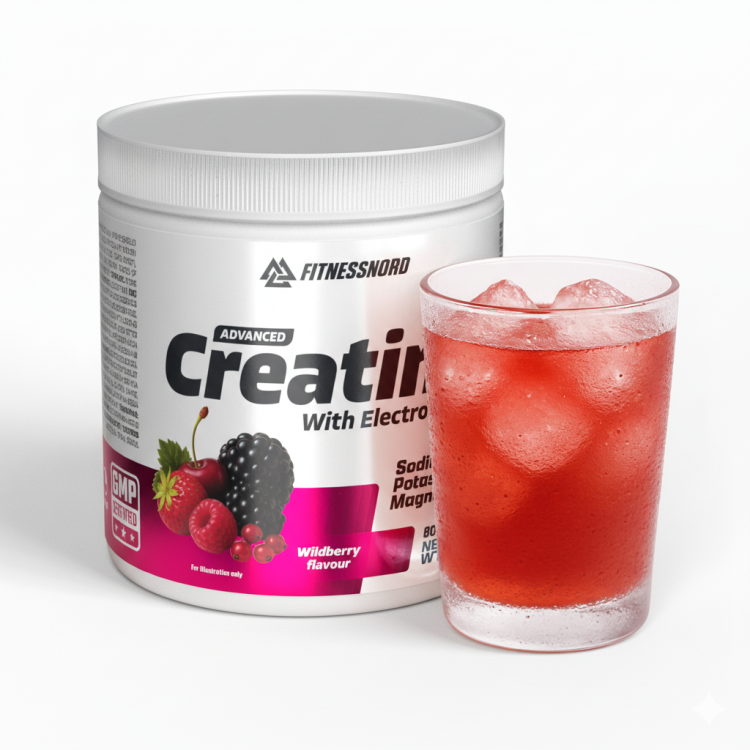 Fitnessnord Kreatin+ Elektrolytter (360 g) - Wildberry