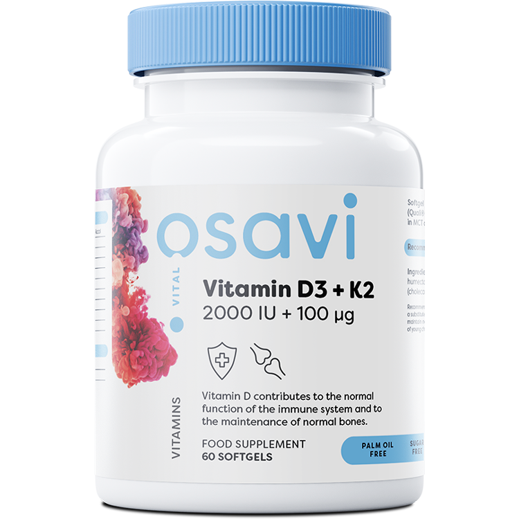 OSAVI VITAMIN D3 + K2, 2000IU - 60 SOFTGELS