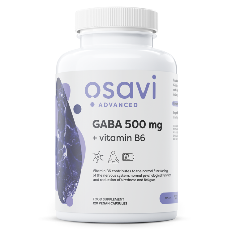GABA 500mg + Vitamin B6 120 v-kapsler