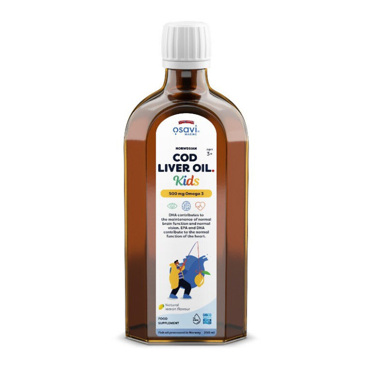 Norwegian Cod Liver Oil Kids 500mg Omega 3 (Lemon) 250 ml.