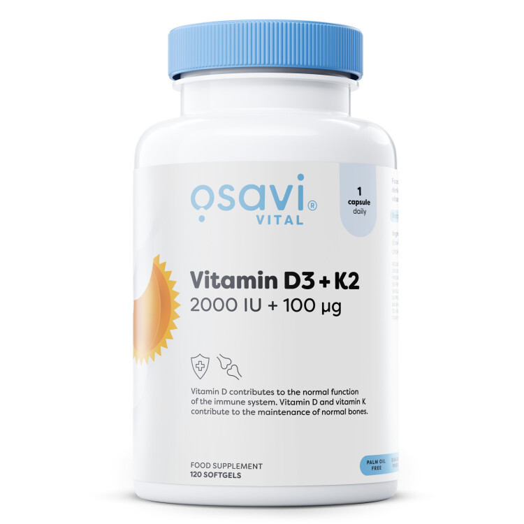 Vitamin D3 + K2 2000IU + 100mcg 120 softgels