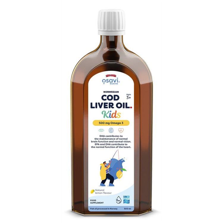 Norwegian Cod Liver Oil Kids 500mg Omega 3 (Lemon) 500 ml.