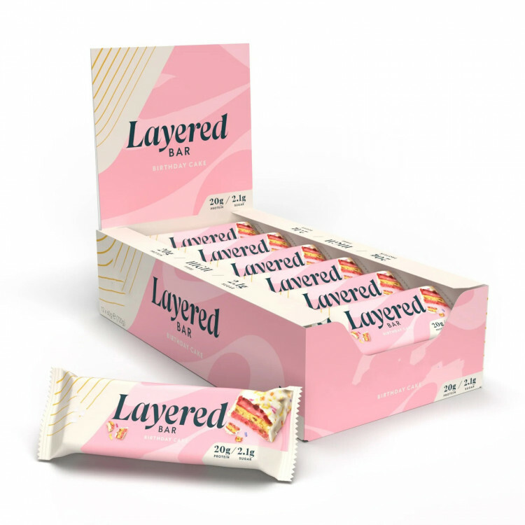 Layered Protein Bar, bedst før: 31/12/2025 (12 x 60 g)