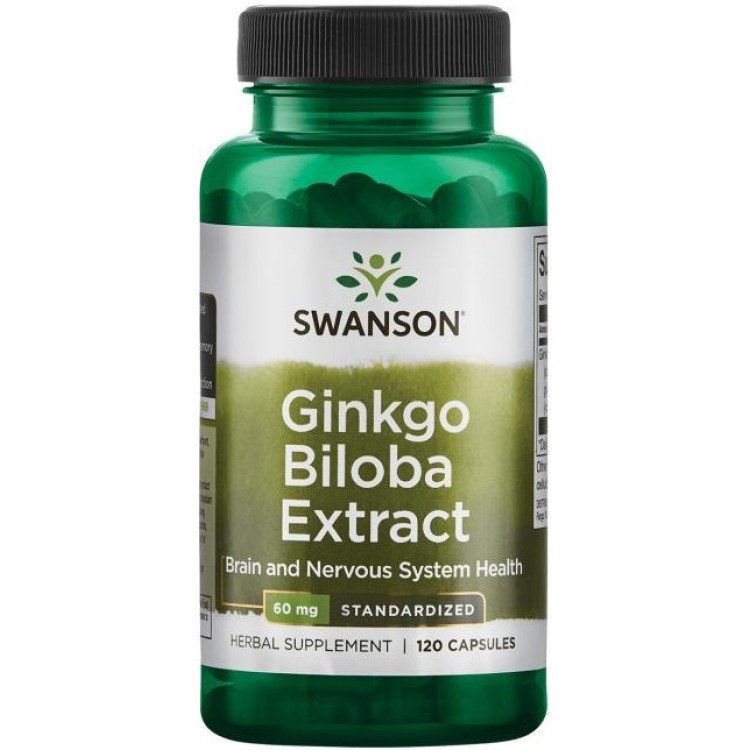 Swanson Ginkgo Biloba Ekstrakt, 60 mg, 120 kapsler